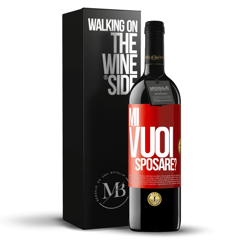 39,95 € Spedizione Gratuita | Vino rosso Edizione RED MBE Riserva Mi vuoi sposare? Etichetta Rossa. Etichetta personalizzabile Riserva 12 Mesi Raccogliere 2014 Tempranillo