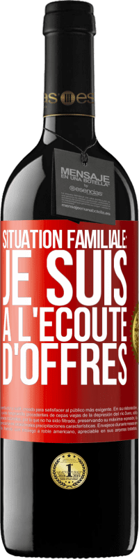 Envoi gratuit | Vin rouge Édition RED MBE Réserve Situation familiale: je suis à l'écoute d'offres Étiquette Rouge. Étiquette personnalisable Réserve 12 Mois Récolte 2014 Tempranillo