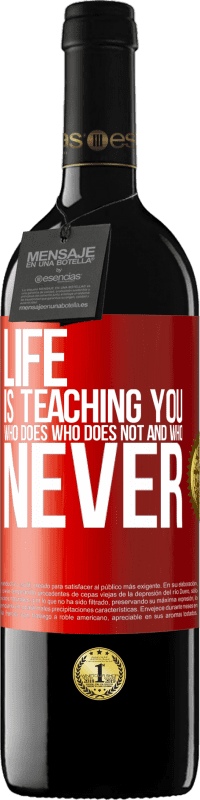 39,95 € Free Shipping | Red Wine RED Edition MBE Reserve Life is teaching you who does, who does not and who never Red Label. Customizable label Reserve 12 Months Harvest 2016 Tempranillo