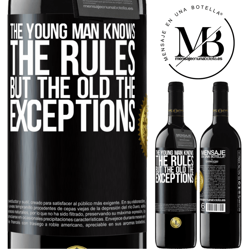 24,95 € Free Shipping | Red Wine RED Edition Crianza 6 Months The young man knows the rules, but the old the exceptions Black Label. Customizable label Aging in oak barrels 6 Months Harvest 2019 Tempranillo