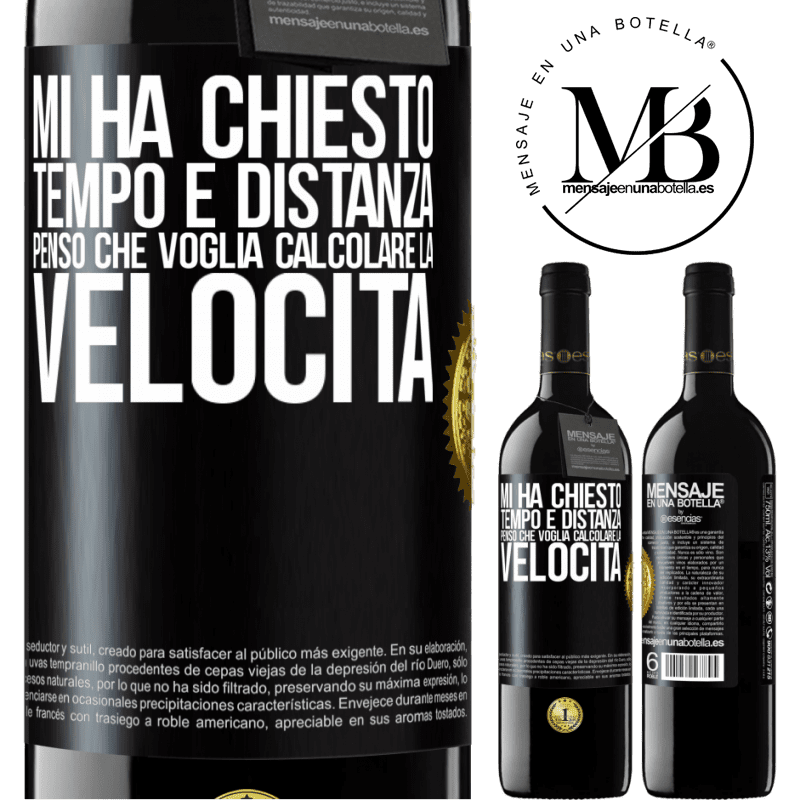 39,95 € Spedizione Gratuita | Vino rosso Edizione RED MBE Riserva Mi ha chiesto tempo e distanza. Penso che voglia calcolare la velocità Etichetta Nera. Etichetta personalizzabile Riserva 12 Mesi Raccogliere 2014 Tempranillo