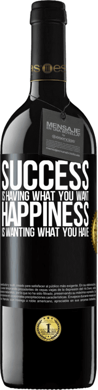 39,95 € | Red Wine RED Edition MBE Reserve success is having what you want. Happiness is wanting what you have Black Label. Customizable label Reserve 12 Months Harvest 2014 Tempranillo