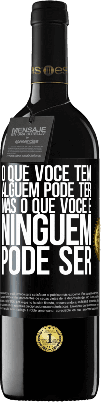 39,95 € | Vinho tinto Edição RED MBE Reserva O que você tem alguém pode ter, mas o que você é ninguém pode ser Etiqueta Preta. Etiqueta personalizável Reserva 12 Meses Colheita 2016 Tempranillo