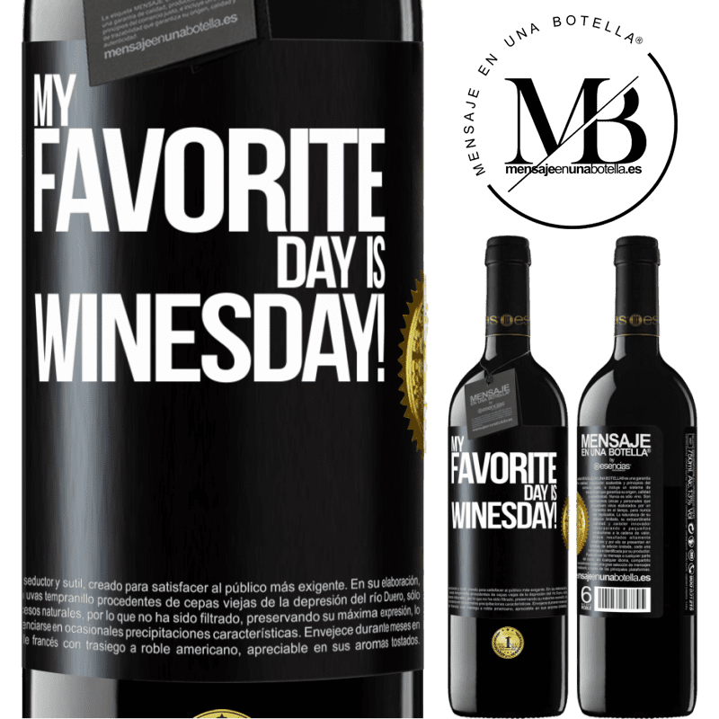 39,95 € Spedizione Gratuita | Vino rosso Edizione RED MBE Riserva My favorite day is winesday! Etichetta Nera. Etichetta personalizzabile Riserva 12 Mesi Raccogliere 2016 Tempranillo
