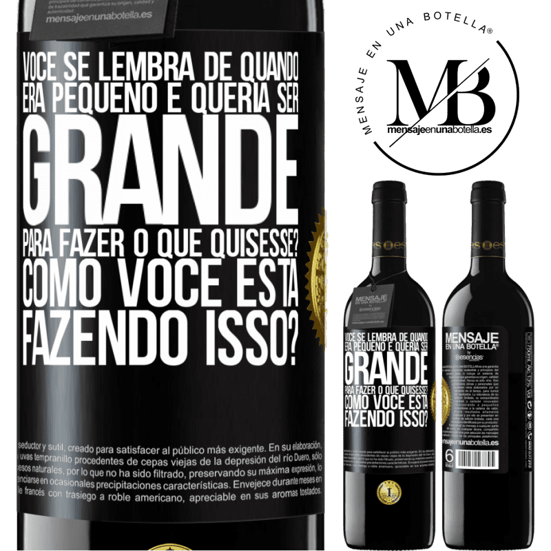 39,95 € Envio grátis | Vinho tinto Edição RED MBE Reserva você se lembra de quando era pequeno e queria ser grande para fazer o que quisesse? Como você está fazendo isso? Etiqueta Preta. Etiqueta personalizável Reserva 12 Meses Colheita 2015 Tempranillo