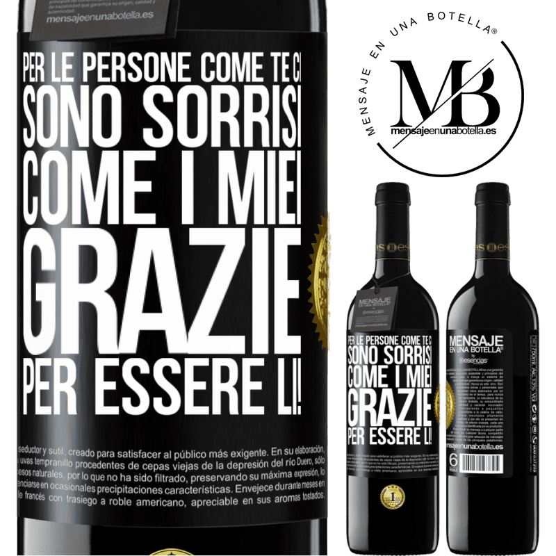 39,95 € Spedizione Gratuita | Vino rosso Edizione RED MBE Riserva Per le persone come te ci sono sorrisi come i miei. Grazie per essere lì! Etichetta Nera. Etichetta personalizzabile Riserva 12 Mesi Raccogliere 2014 Tempranillo