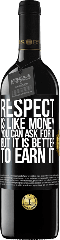 39,95 € Free Shipping | Red Wine RED Edition MBE Reserve Respect is like money. You can ask for it, but it is better to earn it Black Label. Customizable label Reserve 12 Months Harvest 2014 Tempranillo