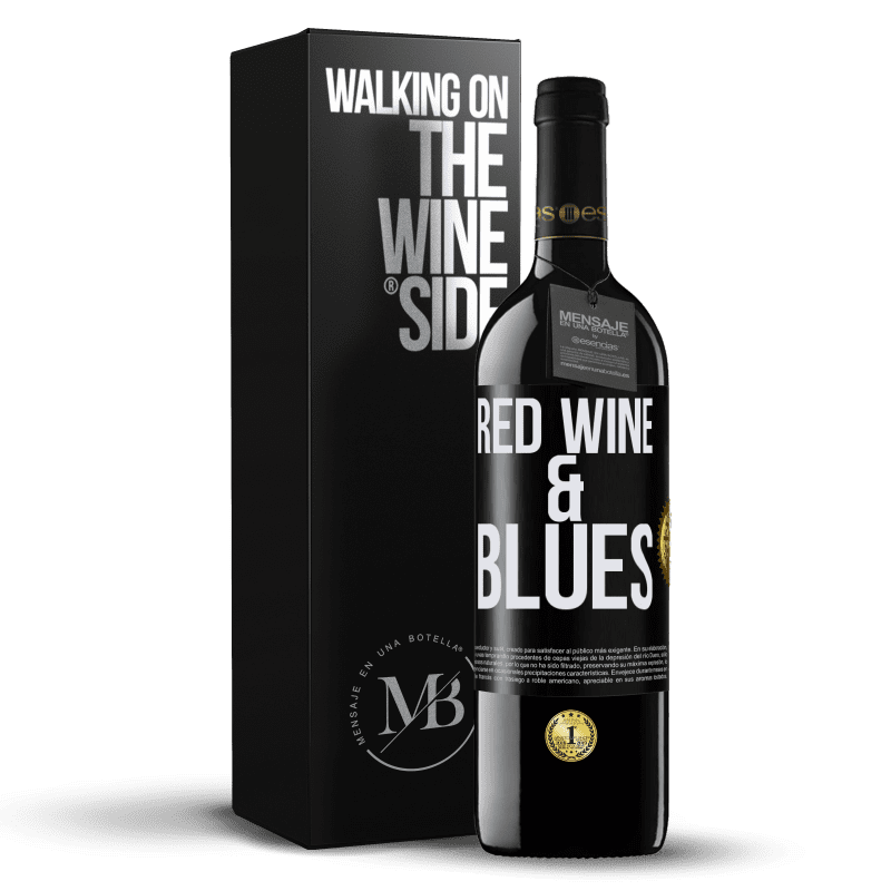 39,95 € Kostenloser Versand | Rotwein RED Ausgabe MBE Reserve Red wine & Blues Schwarzes Etikett. Anpassbares Etikett Reserve 12 Monate Ernte 2014 Tempranillo
