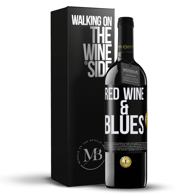 39,95 € Kostenloser Versand | Rotwein RED Ausgabe MBE Reserve Red wine & Blues Schwarzes Etikett. Anpassbares Etikett Reserve 12 Monate Ernte 2015 Tempranillo