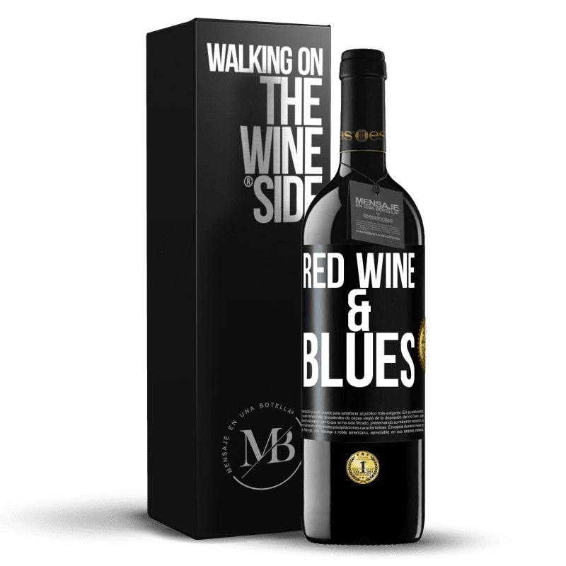 39,95 € Spedizione Gratuita | Vino rosso Edizione RED MBE Riserva Red wine & Blues Etichetta Nera. Etichetta personalizzabile Riserva 12 Mesi Raccogliere 2014 Tempranillo