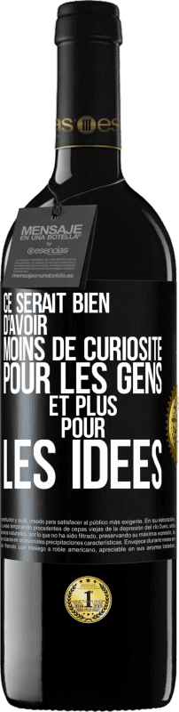 39,95 € | Vin rouge Édition RED MBE Réserve Ce serait bien d'avoir moins de curiosité pour les gens et plus pour les idées Étiquette Noire. Étiquette personnalisable Réserve 12 Mois Récolte 2016 Tempranillo