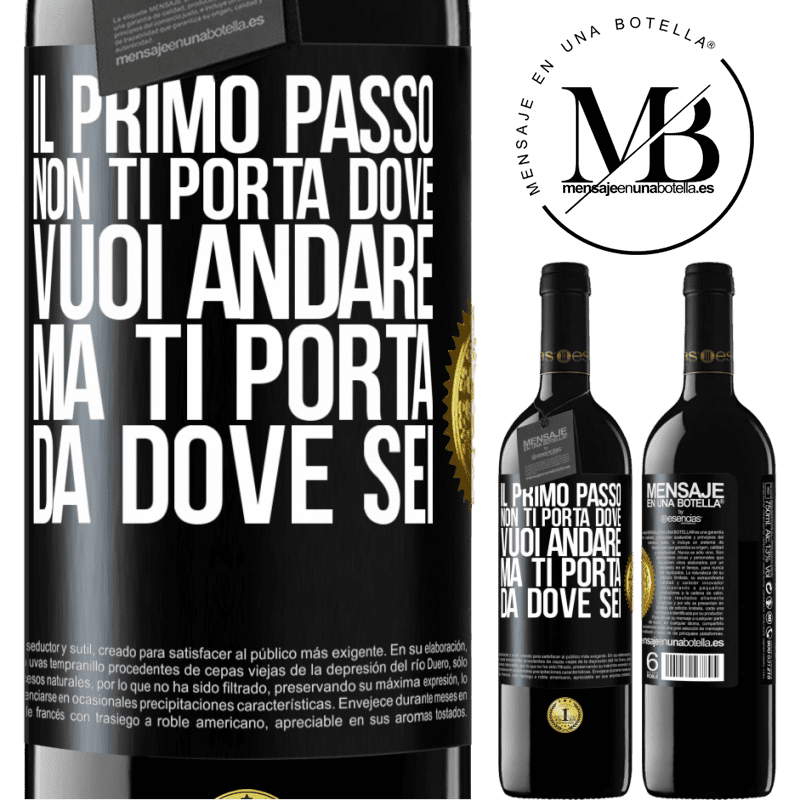 39,95 € Spedizione Gratuita | Vino rosso Edizione RED MBE Riserva Il primo passo non ti porta dove vuoi andare, ma ti porta da dove sei Etichetta Nera. Etichetta personalizzabile Riserva 12 Mesi Raccogliere 2015 Tempranillo