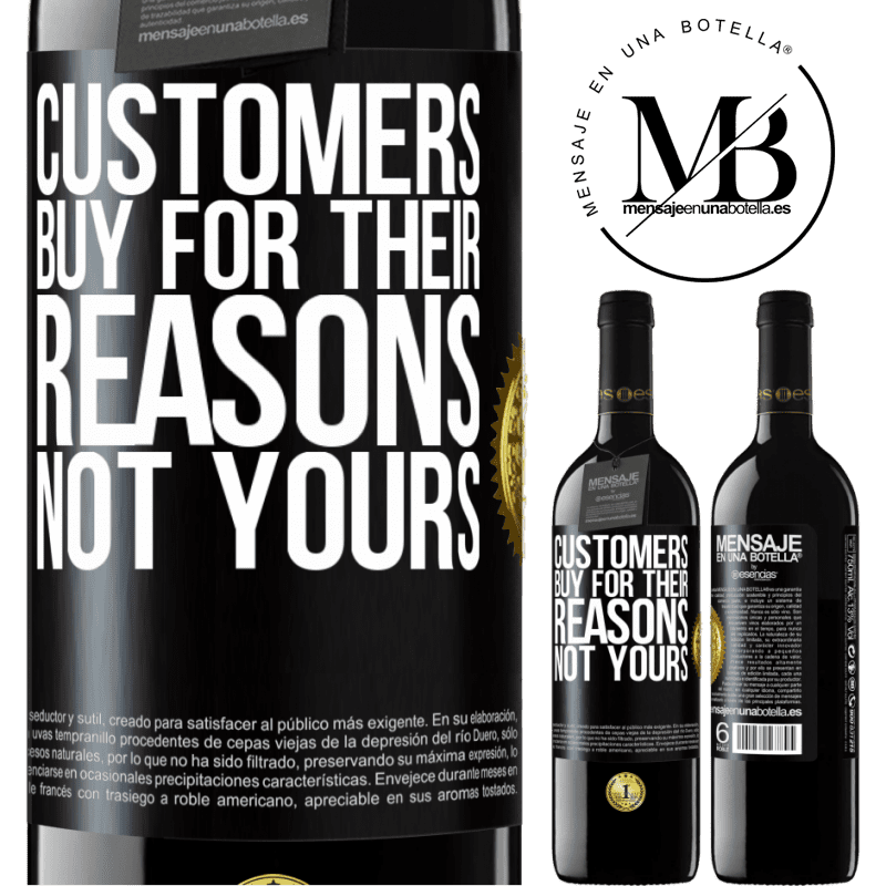 24,95 € Free Shipping | Red Wine RED Edition Crianza 6 Months Customers buy for their reasons, not yours Black Label. Customizable label Aging in oak barrels 6 Months Harvest 2019 Tempranillo