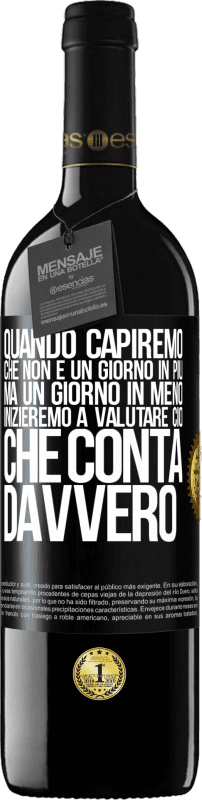 39,95 € | Vino rosso Edizione RED MBE Riserva Quando capiremo che non è un giorno in più, ma un giorno in meno, inizieremo a valutare ciò che conta davvero Etichetta Nera. Etichetta personalizzabile Riserva 12 Mesi Raccogliere 2015 Tempranillo