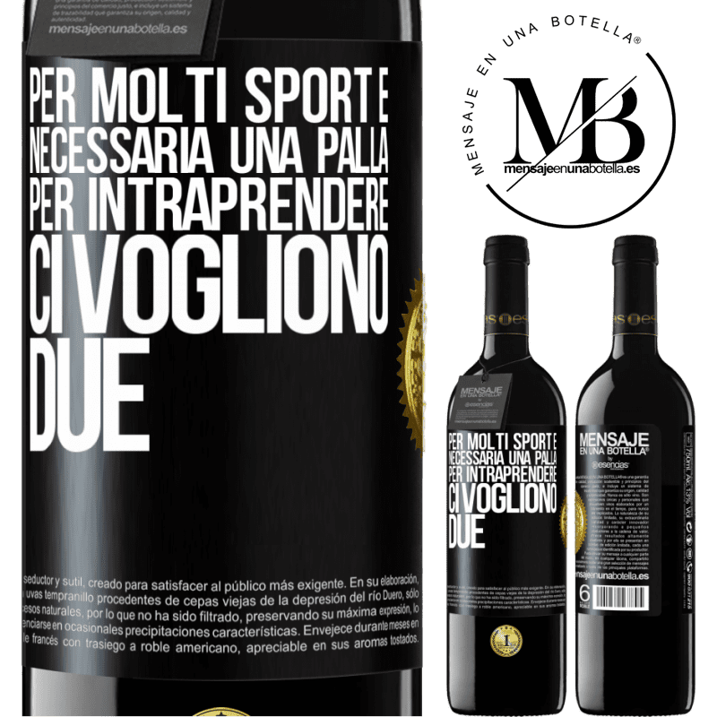 39,95 € Spedizione Gratuita | Vino rosso Edizione RED MBE Riserva Per molti sport è necessaria una palla. Per intraprendere, ci vogliono due Etichetta Nera. Etichetta personalizzabile Riserva 12 Mesi Raccogliere 2015 Tempranillo