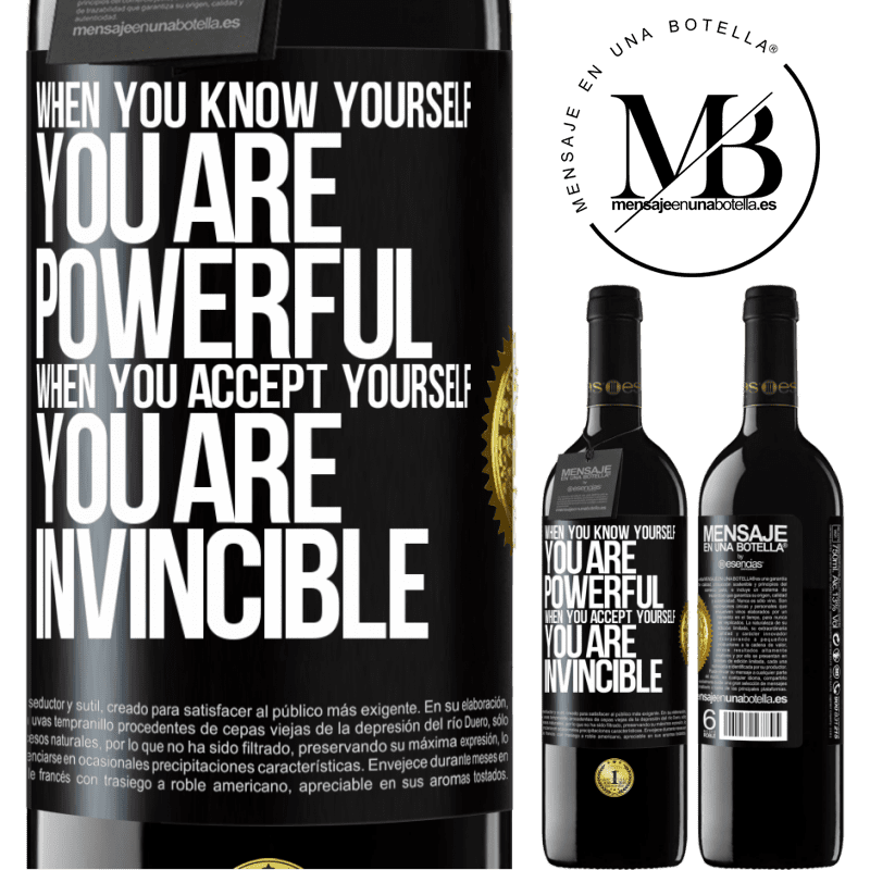 24,95 € Free Shipping | Red Wine RED Edition Crianza 6 Months When you know yourself, you are powerful. When you accept yourself, you are invincible Black Label. Customizable label Aging in oak barrels 6 Months Harvest 2019 Tempranillo