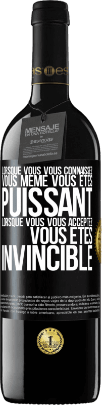 39,95 € | Vin rouge Édition RED MBE Réserve Lorsque vous vous connaissez vous même vous êtes puissant. Lorsque vous vous acceptez vous êtes invincible Étiquette Noire. Étiquette personnalisable Réserve 12 Mois Récolte 2015 Tempranillo