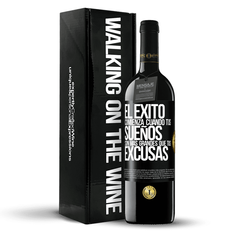 39,95 € Envío gratis | Vino Tinto Edición RED MBE Reserva El éxito comienza cuando tus sueños son más grandes que tus excusas Etiqueta Negra. Etiqueta personalizable Reserva 12 Meses Cosecha 2016 Tempranillo