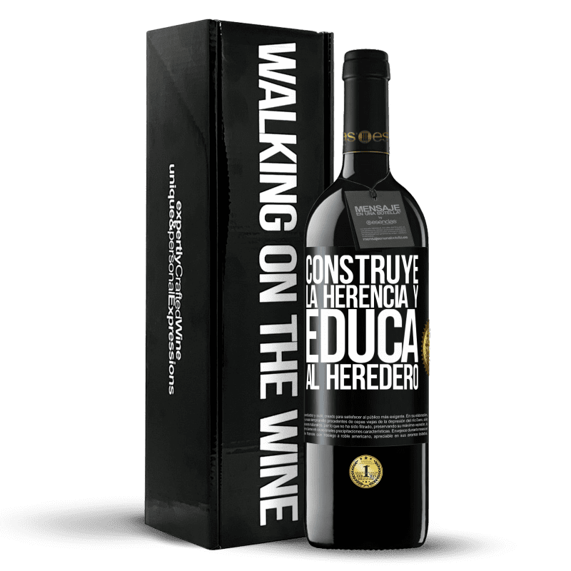 39,95 € Envío gratis | Vino Tinto Edición RED MBE Reserva Construye la herencia y educa al heredero Etiqueta Negra. Etiqueta personalizable Reserva 12 Meses Cosecha 2015 Tempranillo