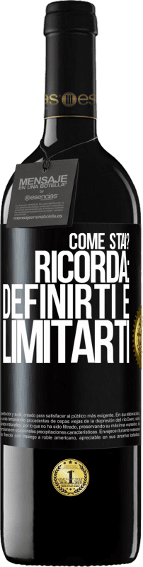 39,95 € Spedizione Gratuita | Vino rosso Edizione RED MBE Riserva come stai? Ricorda: definirti è limitarti Etichetta Nera. Etichetta personalizzabile Riserva 12 Mesi Raccogliere 2016 Tempranillo