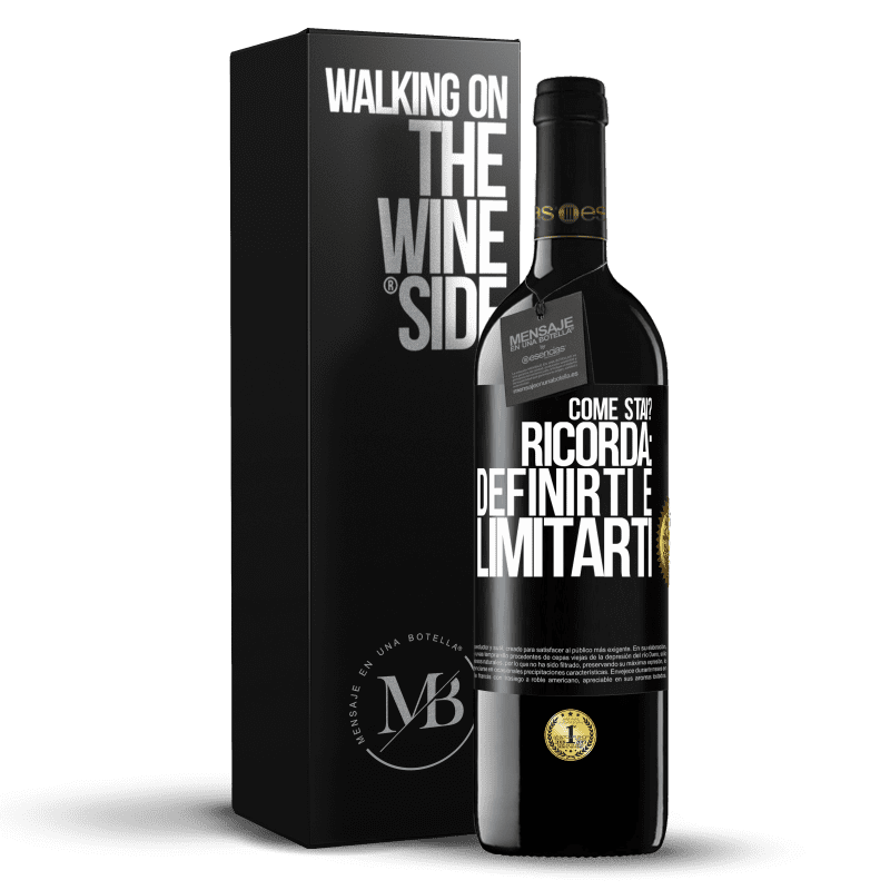 39,95 € Spedizione Gratuita | Vino rosso Edizione RED MBE Riserva come stai? Ricorda: definirti è limitarti Etichetta Nera. Etichetta personalizzabile Riserva 12 Mesi Raccogliere 2015 Tempranillo