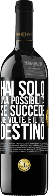 Spedizione Gratuita | Vino rosso Edizione RED MBE Riserva Hai solo una possibilità. Se succede due volte, è il tuo destino Etichetta Nera. Etichetta personalizzabile Riserva 12 Mesi Raccogliere 2014 Tempranillo