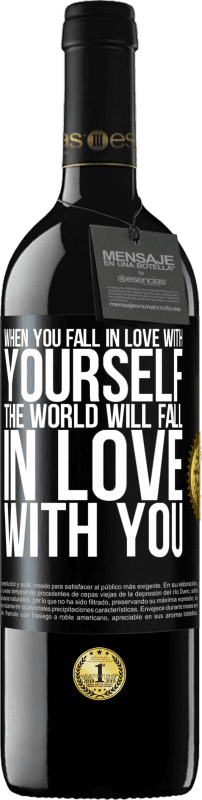 39,95 € | Red Wine RED Edition MBE Reserve When you fall in love with yourself, the world will fall in love with you Black Label. Customizable label Reserve 12 Months Harvest 2014 Tempranillo
