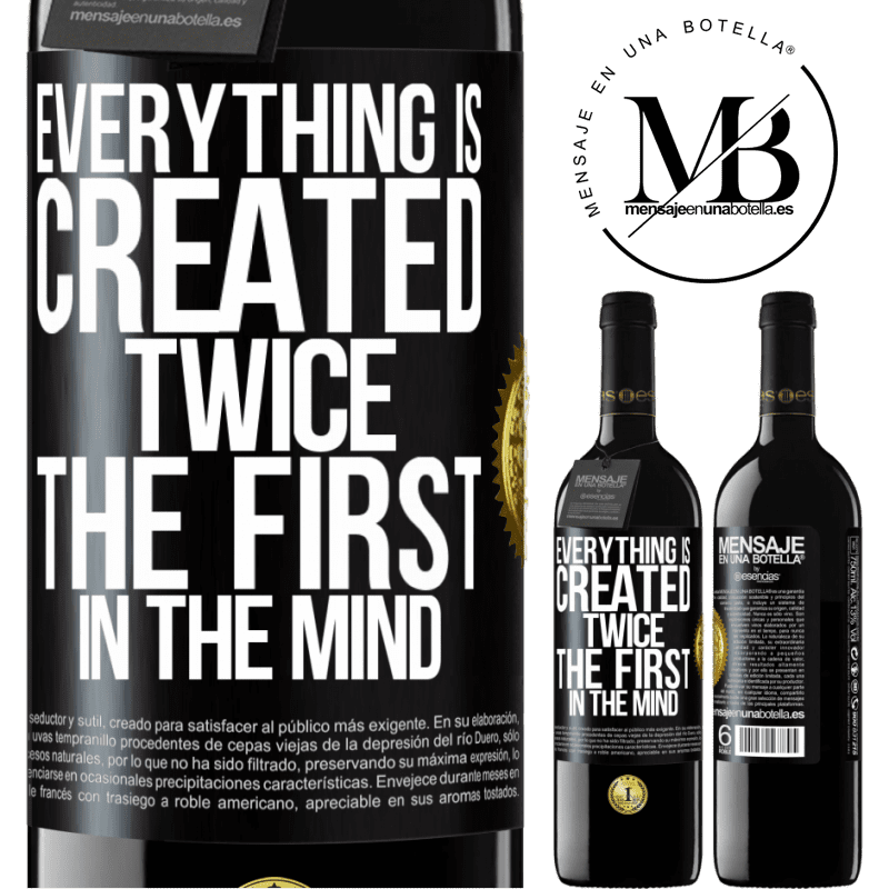 24,95 € Free Shipping | Red Wine RED Edition Crianza 6 Months Everything is created twice. The first in the mind Black Label. Customizable label Aging in oak barrels 6 Months Harvest 2019 Tempranillo