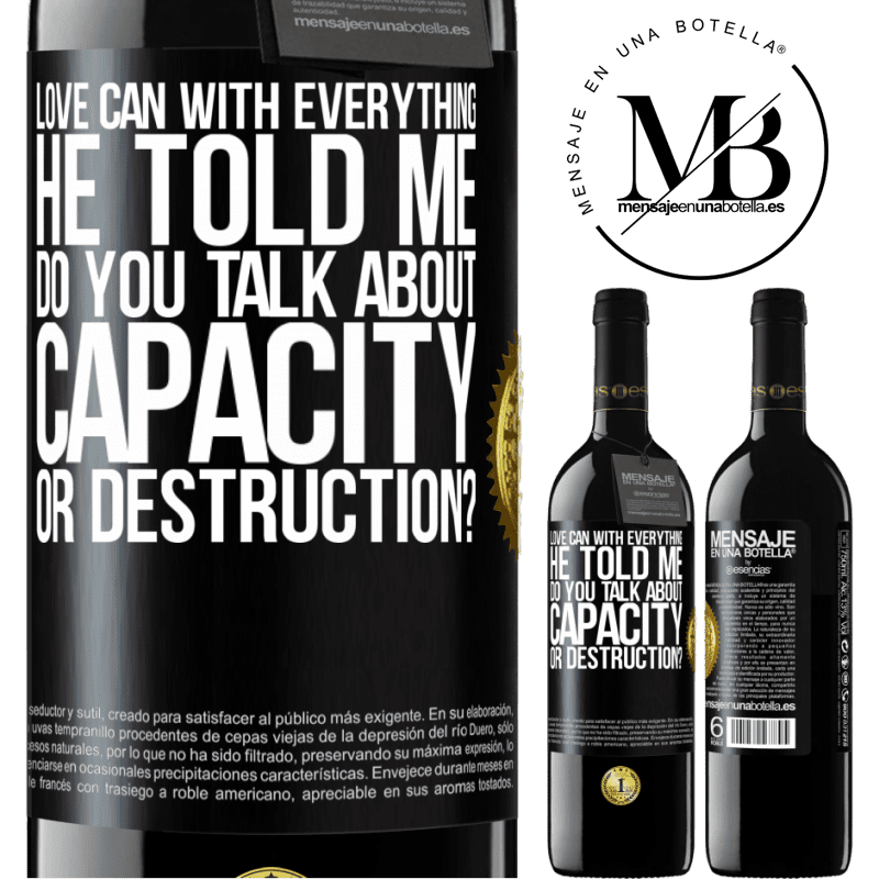 39,95 € Free Shipping | Red Wine RED Edition MBE Reserve Love can with everything, he told me. Do you talk about capacity or destruction? Black Label. Customizable label Reserve 12 Months Harvest 2015 Tempranillo
