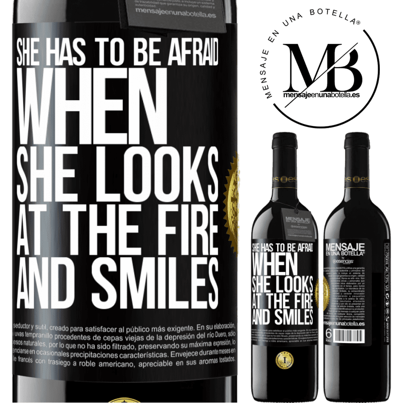 24,95 € Free Shipping | Red Wine RED Edition Crianza 6 Months She has to be afraid when she looks at the fire and smiles Black Label. Customizable label Aging in oak barrels 6 Months Harvest 2019 Tempranillo