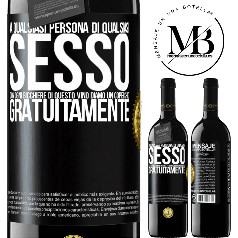 39,95 € Spedizione Gratuita | Vino rosso Edizione RED MBE Riserva A qualsiasi persona di qualsiasi SESSO con ogni bicchiere di questo vino diamo un coperchio GRATUITAMENTE Etichetta Nera. Etichetta personalizzabile Riserva 12 Mesi Raccogliere 2015 Tempranillo