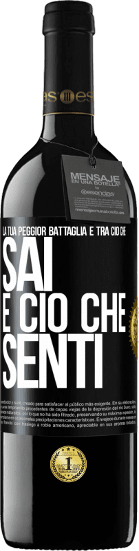 39,95 € Spedizione Gratuita | Vino rosso Edizione RED MBE Riserva La tua peggior battaglia è tra ciò che sai e ciò che senti Etichetta Nera. Etichetta personalizzabile Riserva 12 Mesi Raccogliere 2016 Tempranillo
