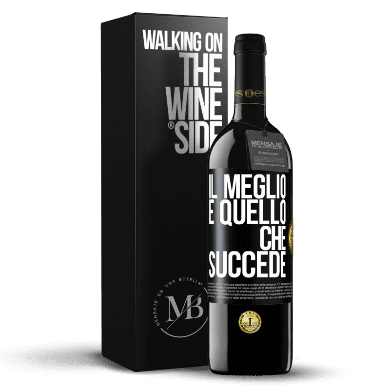 39,95 € Spedizione Gratuita | Vino rosso Edizione RED MBE Riserva Il meglio è quello che succede Etichetta Nera. Etichetta personalizzabile Riserva 12 Mesi Raccogliere 2015 Tempranillo