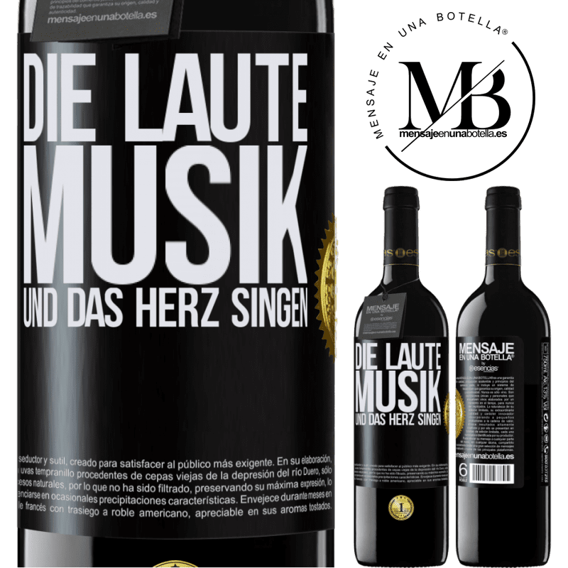 39,95 € Kostenloser Versand | Rotwein RED Ausgabe MBE Reserve Musik laut und Herz singend Schwarzes Etikett. Anpassbares Etikett Reserve 12 Monate Ernte 2014 Tempranillo