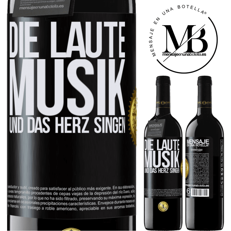 39,95 € Kostenloser Versand | Rotwein RED Ausgabe MBE Reserve Musik laut und Herz singend Schwarzes Etikett. Anpassbares Etikett Reserve 12 Monate Ernte 2016 Tempranillo