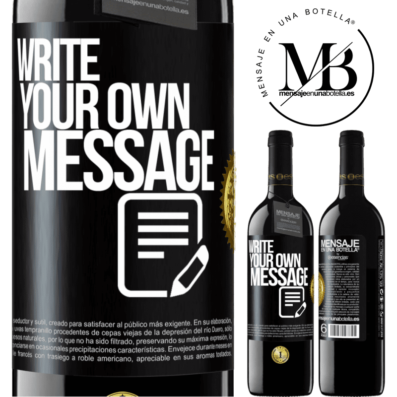 24,95 € Free Shipping | Red Wine RED Edition Crianza 6 Months Write your own message Black Label. Customizable label Aging in oak barrels 6 Months Harvest 2019 Tempranillo