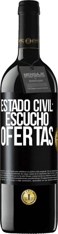 Envío gratis | Vino Tinto Edición RED MBE Reserva Estado civil: escucho ofertas Etiqueta Negra. Etiqueta personalizable Reserva 12 Meses Cosecha 2014 Tempranillo