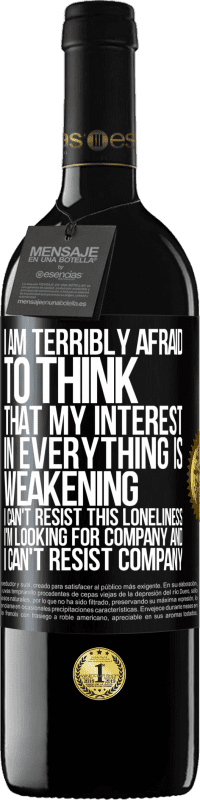 «I am terribly afraid to think that my interest in everything is weakening. I can't resist this loneliness. I'm looking for» RED Edition MBE Reserve