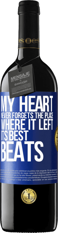 39,95 € | Red Wine RED Edition MBE Reserve My heart never forgets the place where it left its best beats Blue Label. Customizable label Reserve 12 Months Harvest 2014 Tempranillo