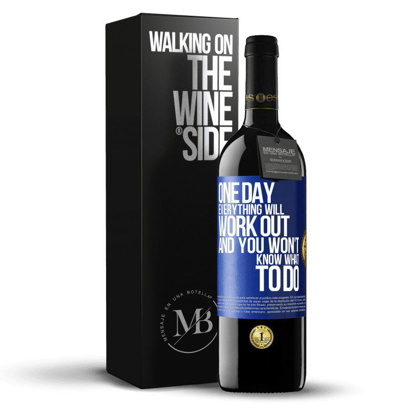 39,95 € Free Shipping | Red Wine RED Edition MBE Reserve One day everything will work out and you won't know what to do Blue Label. Customizable label Reserve 12 Months Harvest 2014 Tempranillo