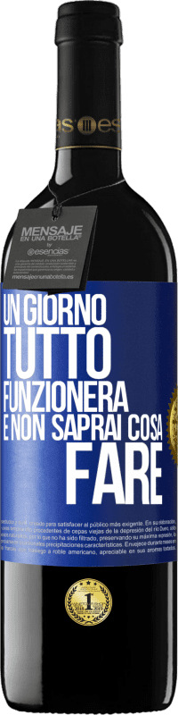 39,95 € | Vino rosso Edizione RED MBE Riserva Un giorno tutto funzionerà e non saprai cosa fare Etichetta Blu. Etichetta personalizzabile Riserva 12 Mesi Raccogliere 2016 Tempranillo