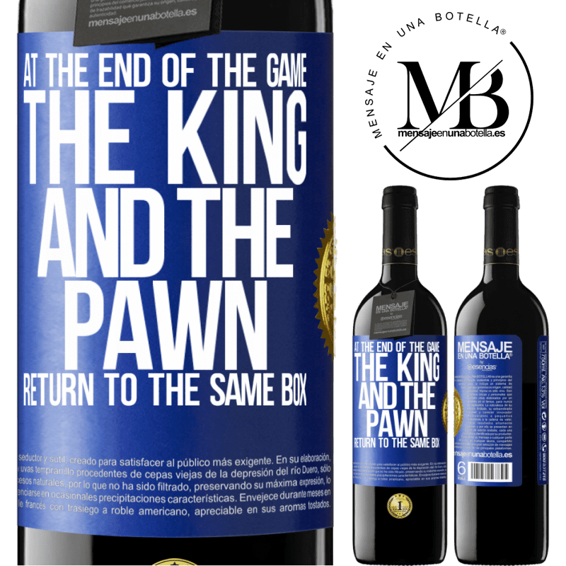 39,95 € Free Shipping | Red Wine RED Edition MBE Reserve At the end of the game, the king and the pawn return to the same box Blue Label. Customizable label Reserve 12 Months Harvest 2014 Tempranillo