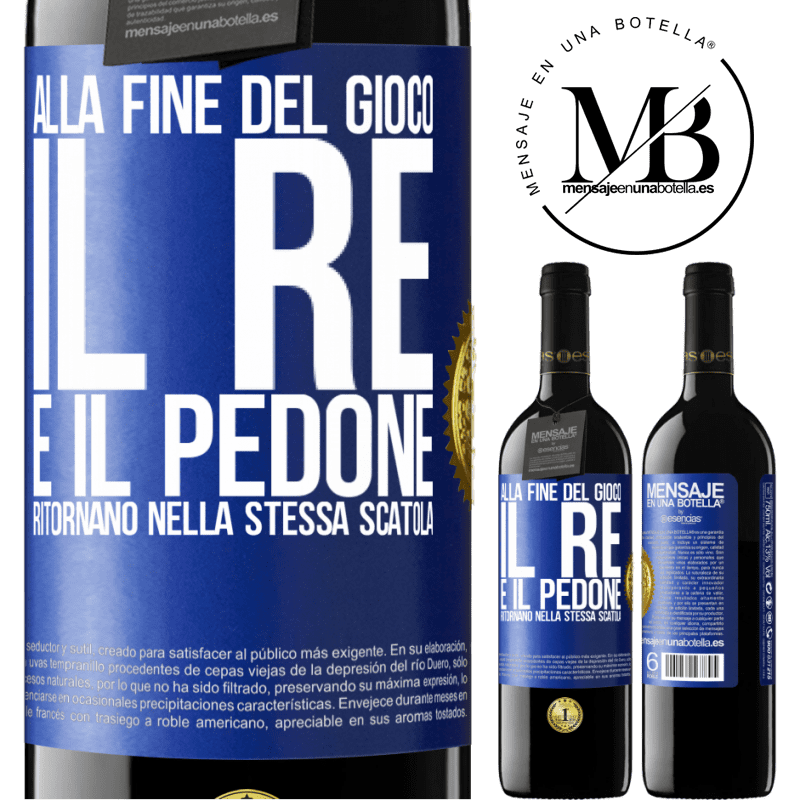 39,95 € Spedizione Gratuita | Vino rosso Edizione RED MBE Riserva Alla fine del gioco, il re e il pedone ritornano nella stessa scatola Etichetta Blu. Etichetta personalizzabile Riserva 12 Mesi Raccogliere 2014 Tempranillo