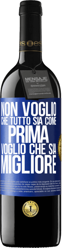 39,95 € | Vino rosso Edizione RED MBE Riserva Non voglio che tutto sia come prima, voglio che sia migliore Etichetta Blu. Etichetta personalizzabile Riserva 12 Mesi Raccogliere 2015 Tempranillo