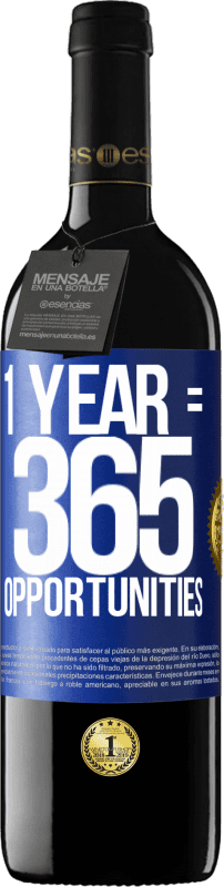 39,95 € | Red Wine RED Edition MBE Reserve 1 year 365 opportunities Blue Label. Customizable label Reserve 12 Months Harvest 2014 Tempranillo