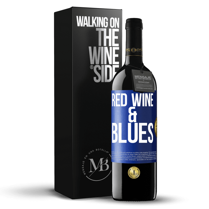 39,95 € Бесплатная доставка | Красное вино Издание RED MBE Бронировать Red wine & Blues Синяя метка. Настраиваемая этикетка Бронировать 12 Месяцы Урожай 2015 Tempranillo