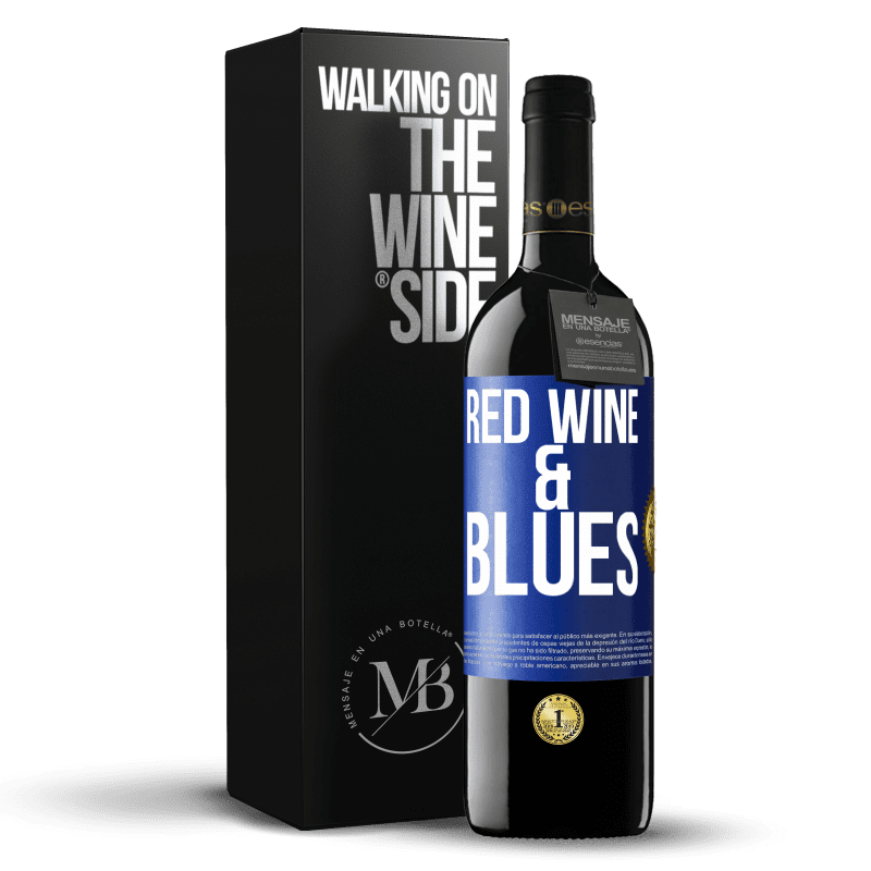39,95 € Бесплатная доставка | Красное вино Издание RED MBE Бронировать Red wine & Blues Синяя метка. Настраиваемая этикетка Бронировать 12 Месяцы Урожай 2016 Tempranillo