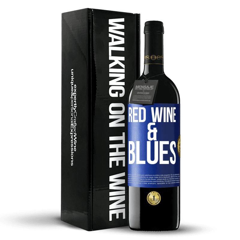 39,95 € Envío gratis | Vino Tinto Edición RED MBE Reserva Red wine & Blues Etiqueta Azul. Etiqueta personalizable Reserva 12 Meses Cosecha 2014 Tempranillo