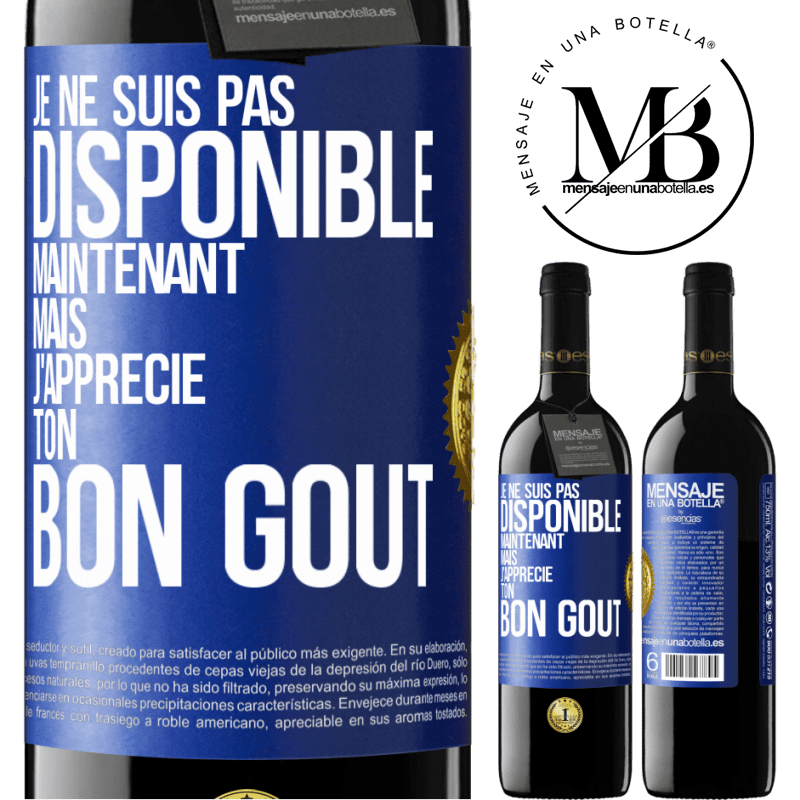 39,95 € Envoi gratuit | Vin rouge Édition RED MBE Réserve Je ne suis pas disponible maintenant, mais j'apprécie ton bon goût Étiquette Bleue. Étiquette personnalisable Réserve 12 Mois Récolte 2015 Tempranillo