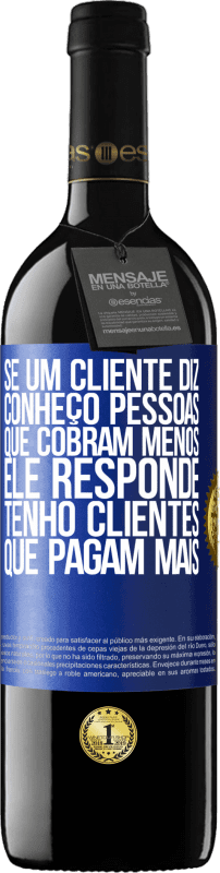 39,95 € Envio grátis | Vinho tinto Edição RED MBE Reserva Se um cliente diz Conheço pessoas que cobram menos, ele responde Tenho clientes que pagam mais Etiqueta Azul. Etiqueta personalizável Reserva 12 Meses Colheita 2016 Tempranillo
